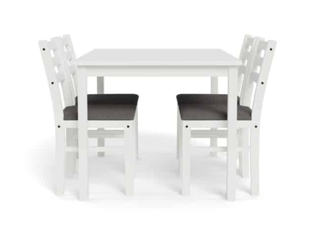 Eetkamerset Alicante 8211 Tafel En 4 Stoelen 8211 Wit Mdf 8211 Stof Lichtgrijs