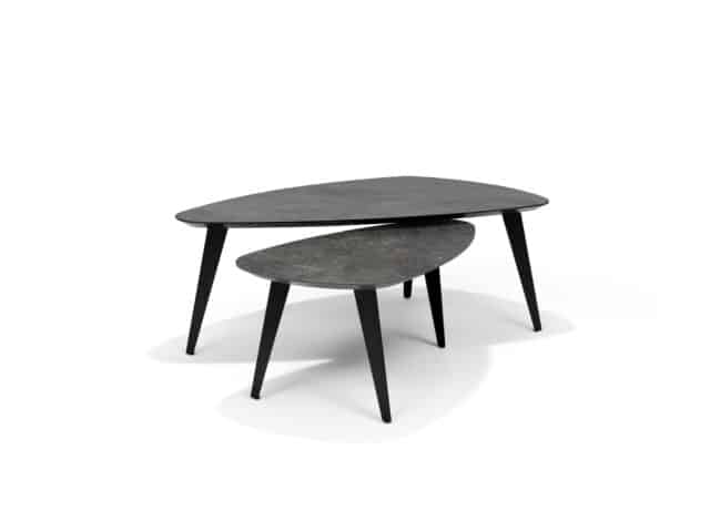 Salontafel Switch Dion 8211 Leisteen Zilver 8211 130 215 70 Cm 8211 Niervorm 8211 45 Cm