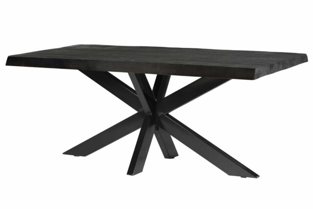 Eetkamertafel Norris 8211 Zwart Mangohout 8211 Metaal Boomkruinspin 8211 240 Cm