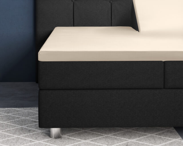 Splittopper Satijnen Hoeslaken Zand 180 X 220