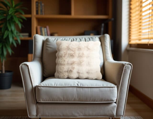 Sierkussen Pom Konijnenbont 8211 Beige 8211 50 215 50 Cm