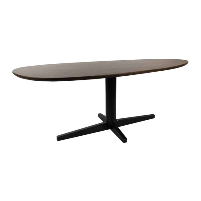 Eetkamertafel Taurus 8211 Mango Bruin Walnoot 8211 Zwart Metaal 8211 Organisch 8211 160 Cm