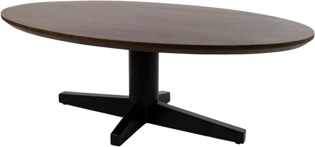 Salontafel Scorpio 8211 Mango Bruin Walnoot 8211 Ovaal 8211 Poot Zwart 8211 130 Cm
