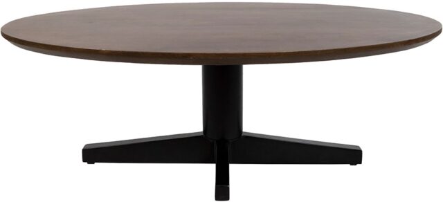 Salontafel Scorpio 8211 Mango Bruin Walnoot 8211 Ovaal 8211 Poot Zwart 8211 130 Cm