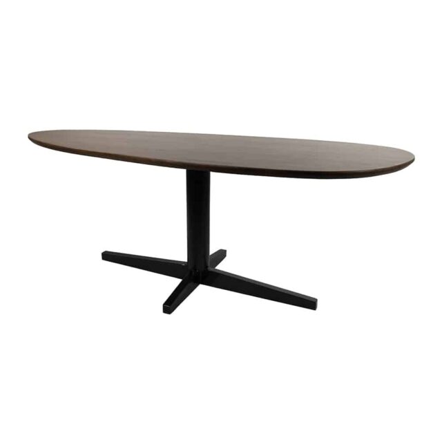 Eetkamertafel Taurus 8211 Mango Bruin Walnoot 8211 Zwart Metaal 8211 Organisch 8211 240 Cm