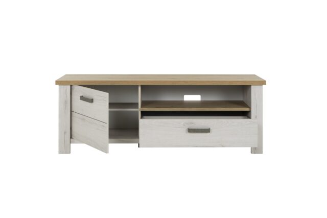 Tv Meubel Manosque 8211 Gebleekt Eikendecor 8211 Met 1 Deur 1 Lade En 1 Nis