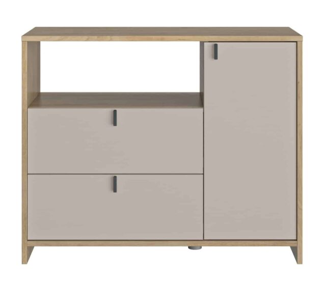 Commode Gregor 8211 Beige Fronten Natuur 8211 Met 2 Lades En 1 Deur