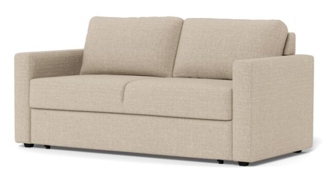 Slaapbank Fleury 8211 Stof Structuurbeige Tweekleurig 8211 2 Losse Rugkussens