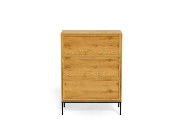 Ladekast Palmdale 8211 Mat Wild Eiken Fineer 8211 Metaal 8211 3 Laden 8211 80 Cm