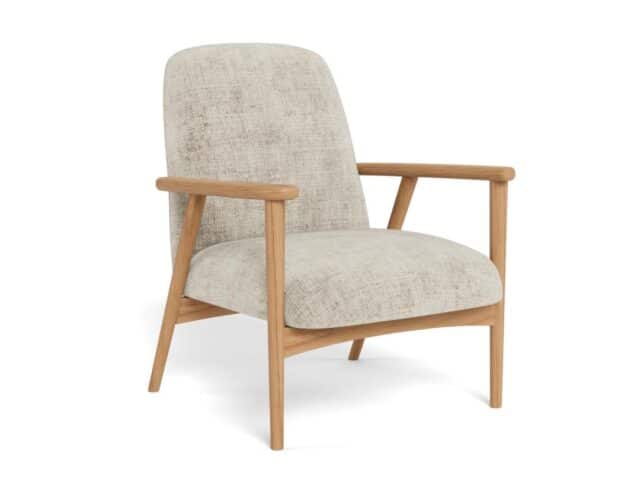 Loungestoel Auckland 8211 Gelakt Massief Eiken 8211 Beige Stof