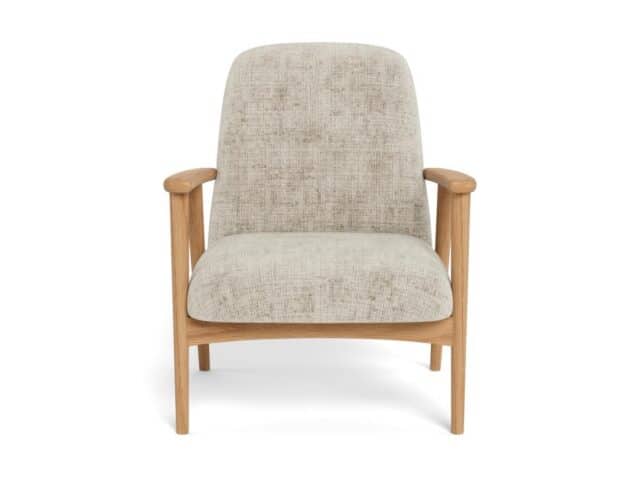 Loungestoel Auckland 8211 Gelakt Massief Eiken 8211 Beige Stof