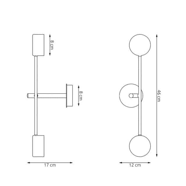 Wandlamp Natsu K2 8211 Zwart Gepoedercoat Staal