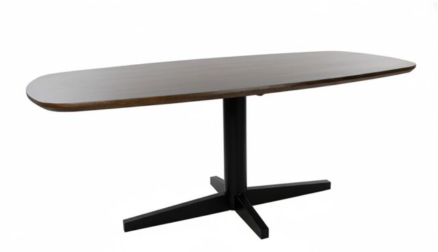 Eetkamertafel Libra 8211 Mango Bruin Walnoot 8211 Metaal 8211 Deens Ovaal 8211 190 Cm