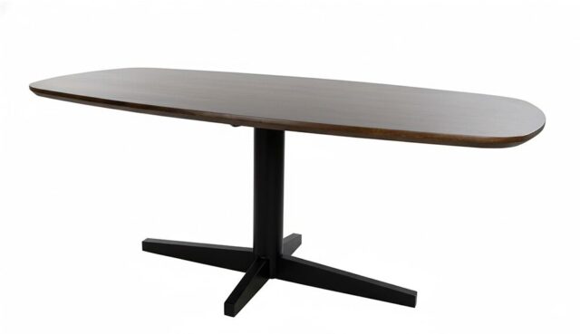 Eetkamertafel Libra 8211 Mango Bruin Walnoot 8211 Metaal 8211 Deens Ovaal 8211 190 Cm