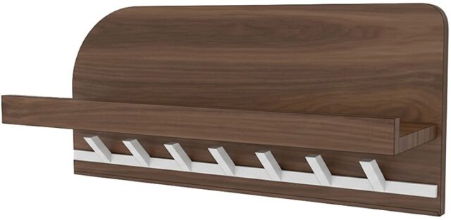 Kapstok Bonaire 8211 Bruin Mango Walnoot 8211 Met Plankje En 7 Haken