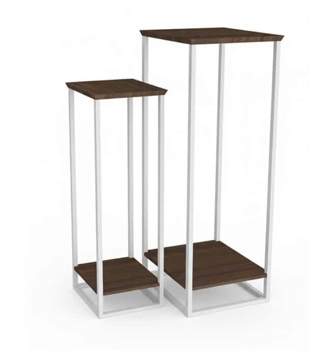 Plantentafel Martinique 8211 Bruin Mangohout Walnoot 8211 Beige Metaal 8211 Set Van 2