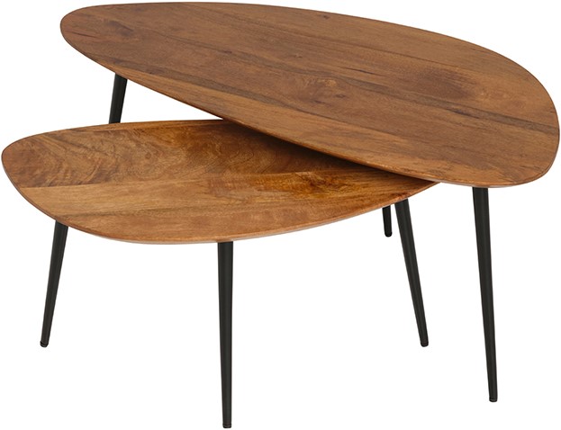 Salontafel Ginger 8211 Gember Mangohout 8211 Metaal 8211 Set Van 2 8211 Organisch