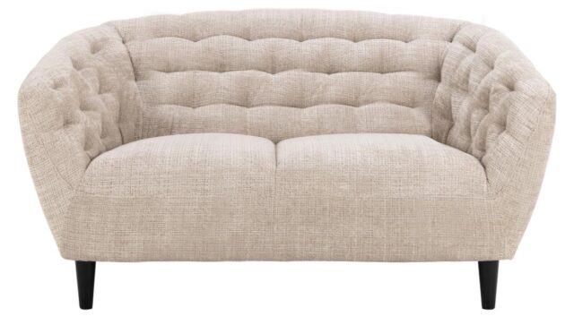 2 Zitsbank Ria 8211 Stof Juto Beige 8211 Knoopdetails 8211 Breedte 150 Cm