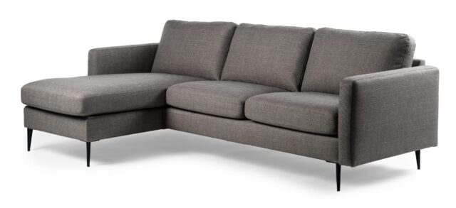 3 Zitsbank Met Chaise Longue L R W520 8211 Geweven Stof Taupe