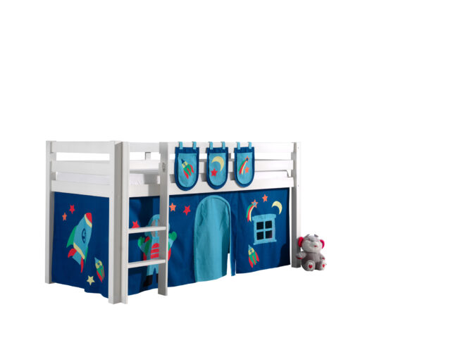 Deze Pino Combinatie Bestaat Uit Een Witte Pino Hoogslaper Een Astro Speelgordijn En 3 Astro Zakjes