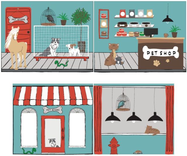 Gordijn Dierenwinkel