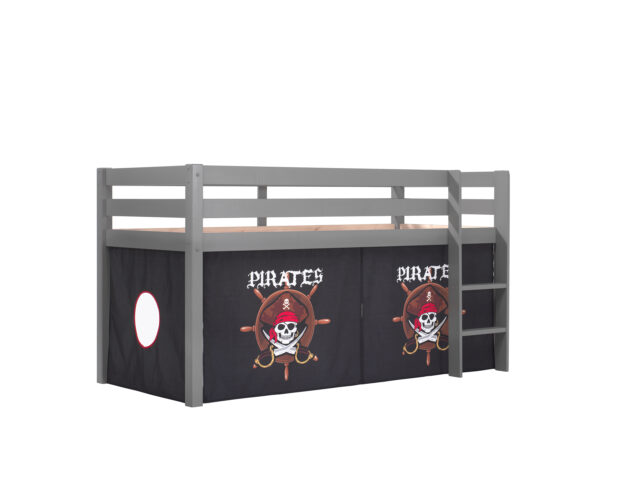 Deze Pino Combinatie Bestaat Uit Een Grijze Pino Hoogslaper En Een Speelgordijn Piraten