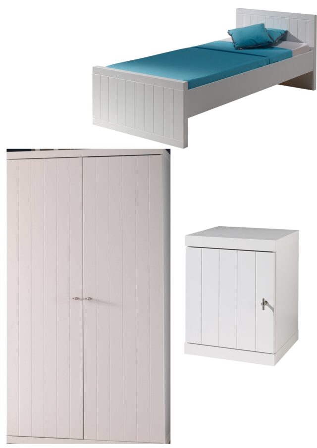 Robin Bed 90 X 200 Cm Nachtkastje En 2 Deurs Kledingkast
