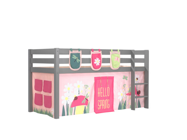 Deze Pino Combinatie Bestaat Uit Een Grijze Pino Hoogslaper Een Speelgordijn Spring En 3 Zakjes Spring