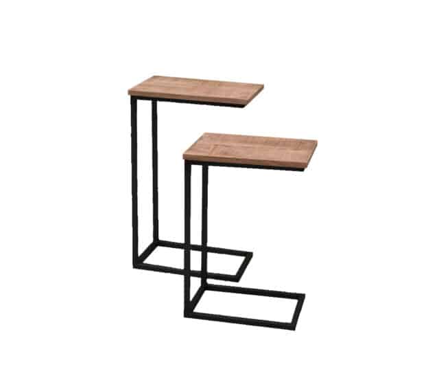 Bijzettafel Brix Jordy 8211 Massief Mangohout 8211 Metaal 8211 Set Van 2