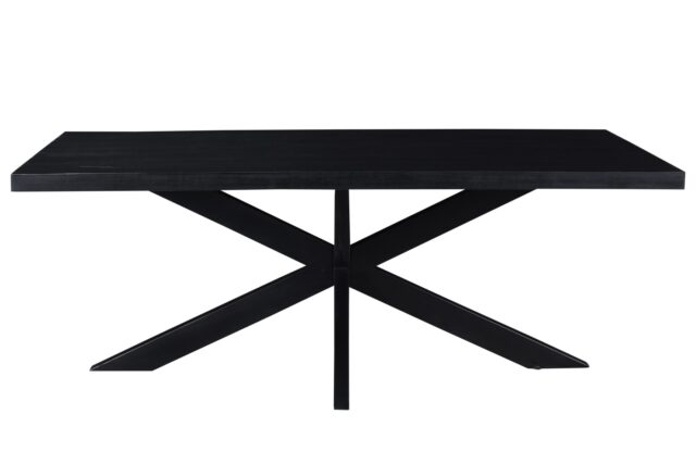 Eetkamertafel Kala 8211 Zwart Mangohout 8211 Spinpoot Metaal 8211 180 Cm