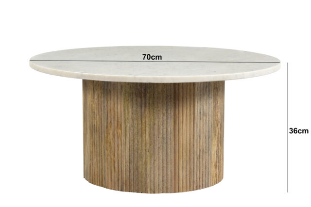 Salontafel Brix Nova 8211 Mangohout Poot 8211 Wit Marmer Blad