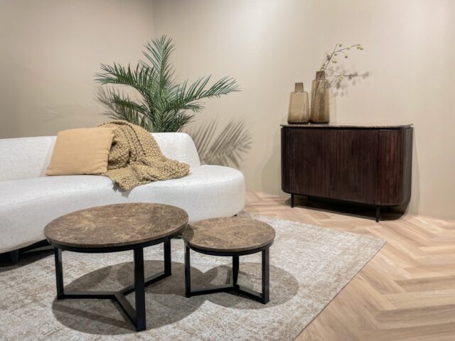 Salontafel Brix Senna 8211 Bruin Emperador Marmerblad 8211 Metaal 8211 60 Cm