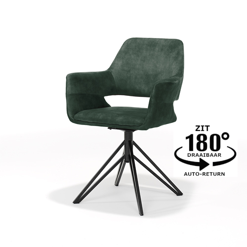 Armstoel Katy 8211 Stof Aurora Velours Hunter 8211 Draaivoet 8211 Metaal