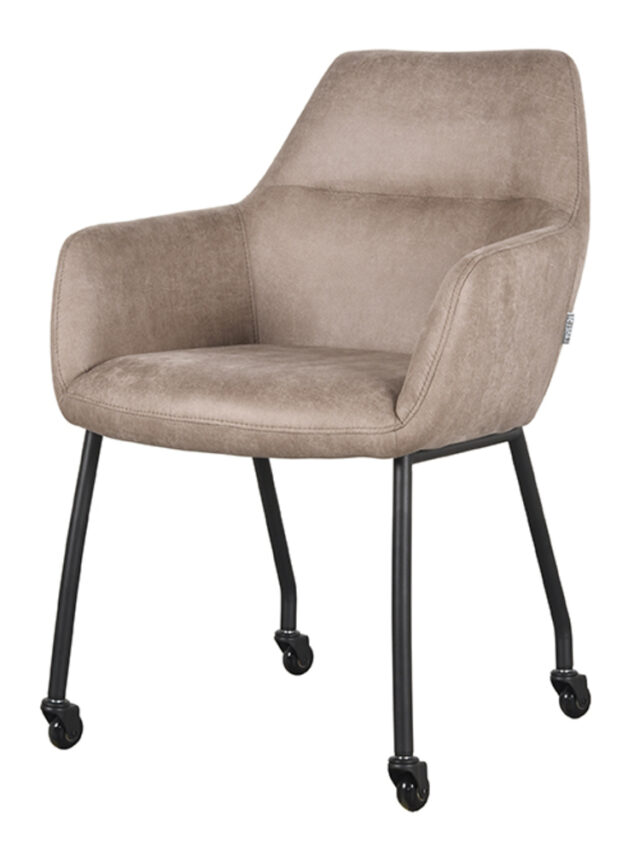 Armstoel Lenny 8211 Stof Taupe Microvezel 8211 Metaal Minimale Bestelling 2 Stuks