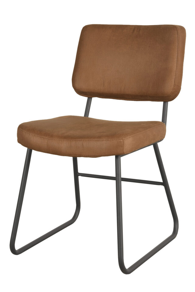 Eetkamerstoel Noah 8211 Stof Cognac 8211 Microvezel 8211 Metaal