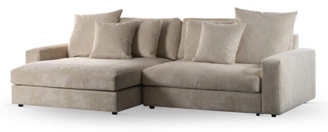3 Zitsbank Met Chaiselongue L R Rib920 8211 Stof Lincoln Naturel 83