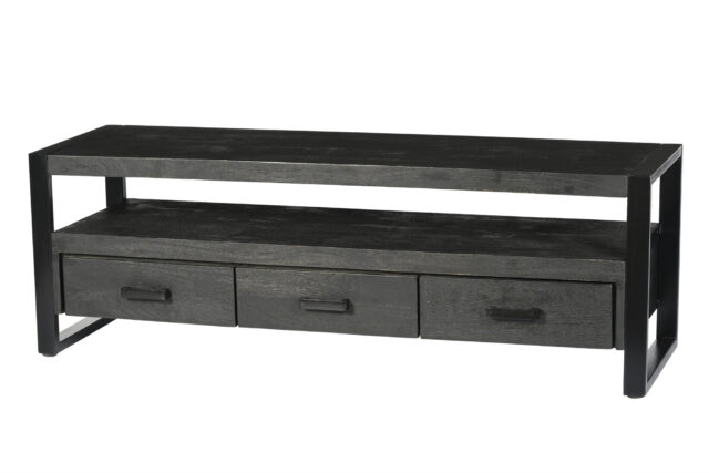 Tv Dressoir Norris 8211 Zwart Mangohout 8211 Metaal 8211 150 Cm