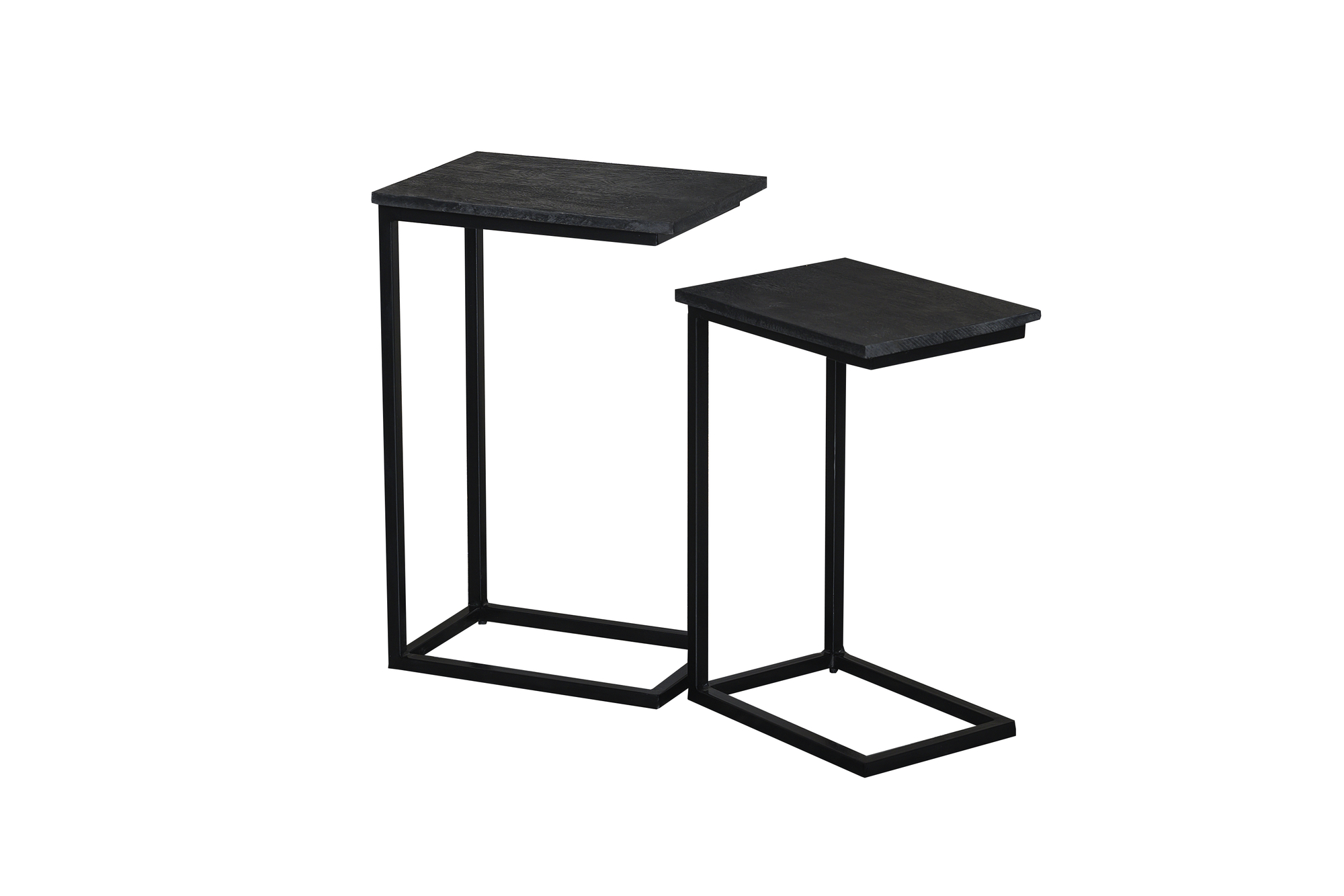 Bijzettafel Jordy Norris 8211 Zwart Mangohout 8211 Metaal 8211 Set Van 2