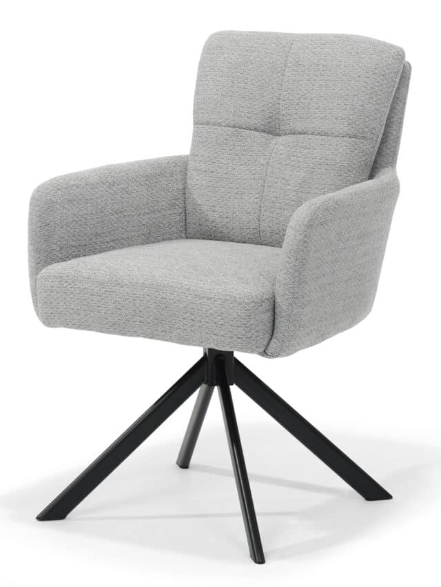 Eetkamerstoel Fred 8211 Stof Retro Bliss 83 Grijs 8211 Draaivoet 180 8211 Metaal