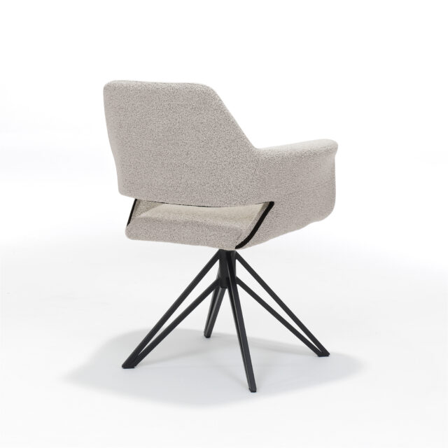 Armstoel Katy 8211 Stof Teddy Naturel 8211 Draaivoet Zwart Metaal