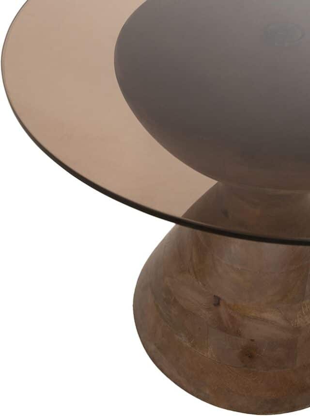 Yves Bijzettafel 57 H47 Mango Mat Walnoot Rookglas