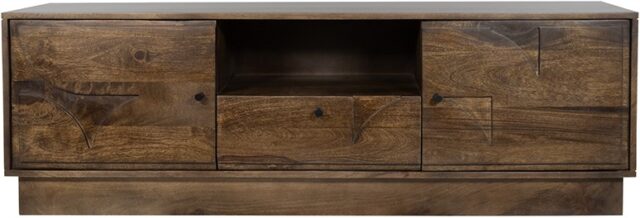 Tv Dressoir Kaapstad 8211 Mango Bruin Walnoot 8211 150 Cm 8211 Met 2 Deuren 1 Lade En 1 Open Vak