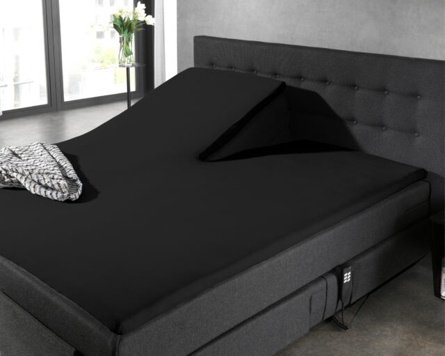 Splittopper Katoenen Hoeslaken Zwart 160 X 200 Cm