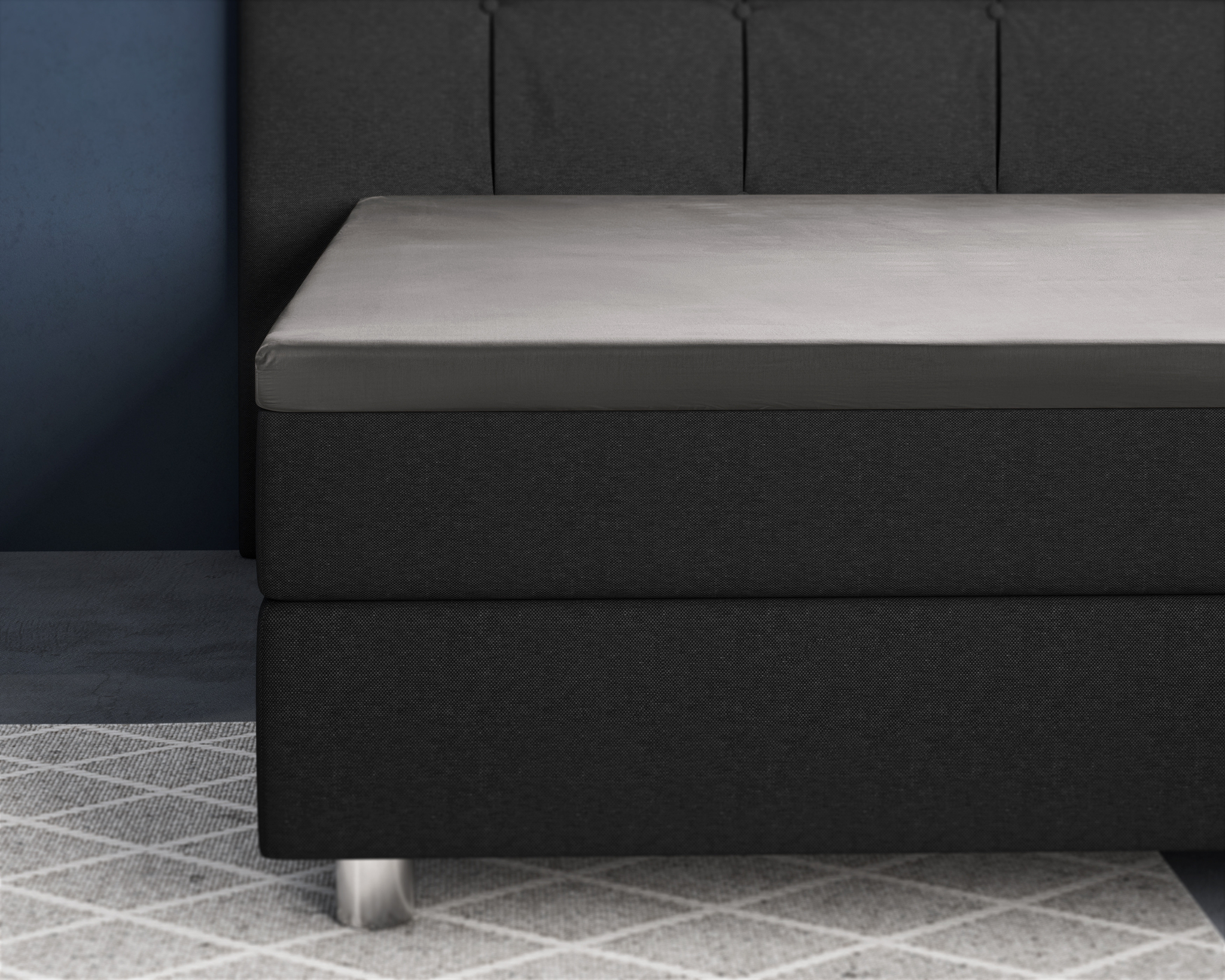 Topper Satijnen Hoeslaken Grijs 140 X 200