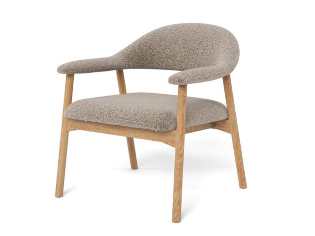 Loungestoel Addi 8211 Stof Monza Beige Boucle 8211 Geolied Eiken Frame