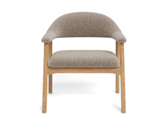 Loungestoel Addi 8211 Stof Monza Beige Boucle 8211 Geolied Eiken Frame