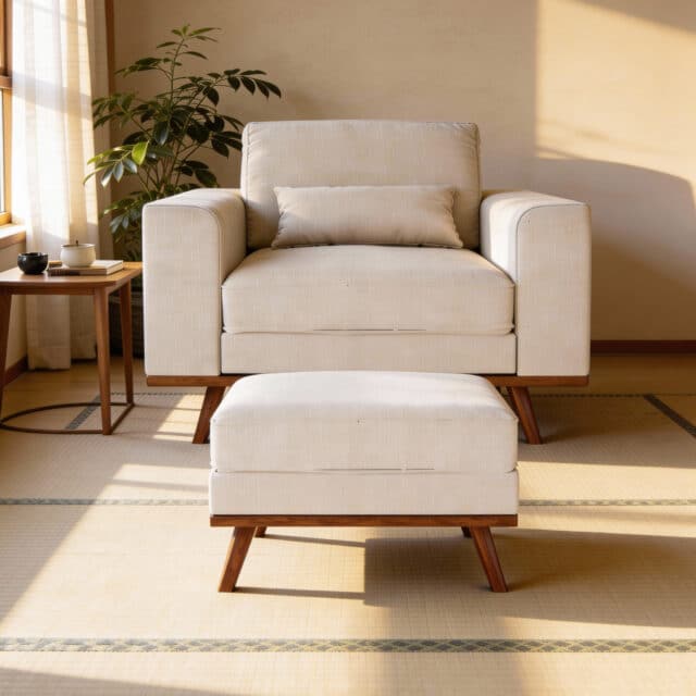 Japandi Poef Stof Melva 02 M460 Beige