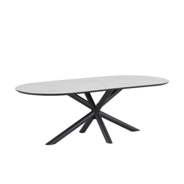 Sirius Eettafel Capsulevorm 230 X 100 Mdf Hpl Wit Marmer 25 Mm