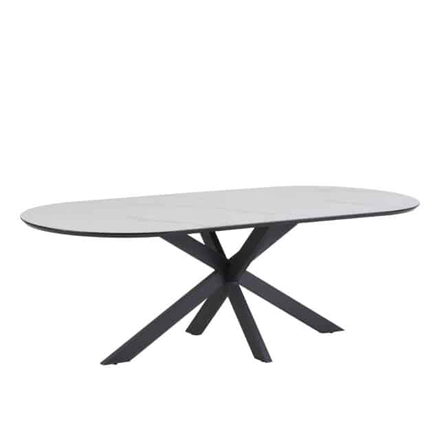 Star Eetkamertafel Capsulevorm 230 X 100 Mdf Hpl Wit Marmer 25 Mm