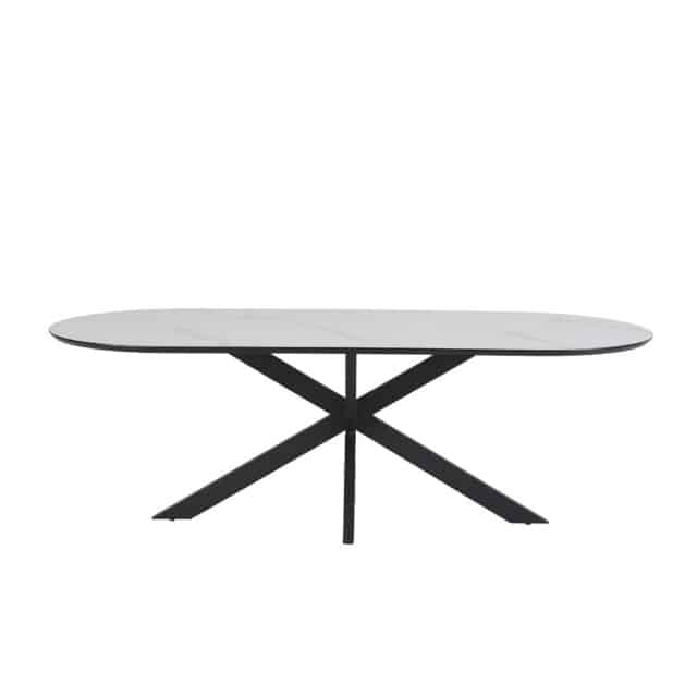 Star Eetkamertafel Capsulevorm 230 X 100 Mdf Hpl Wit Marmer 25 Mm